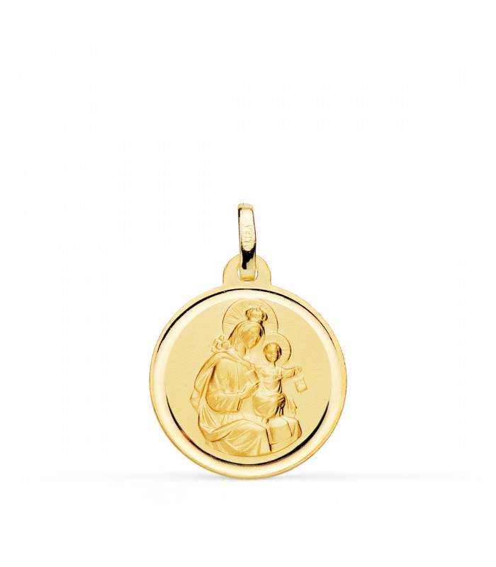 Medalla Virgen del Carmen Bisel Oro 18K 18mm - colgante personalizado grabado