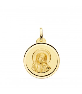 Medalla Virgen María y Espíritu Santo 18K 20mm Bisel paloma| medallas religiosas de moda mujer