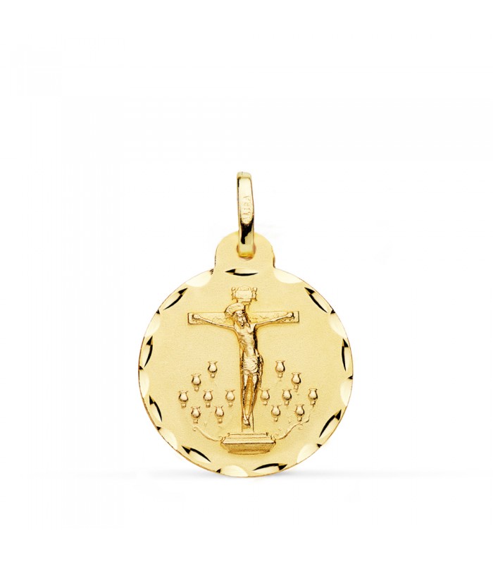 Médaille Christ en croix  Or 18K Facettée 20 mm