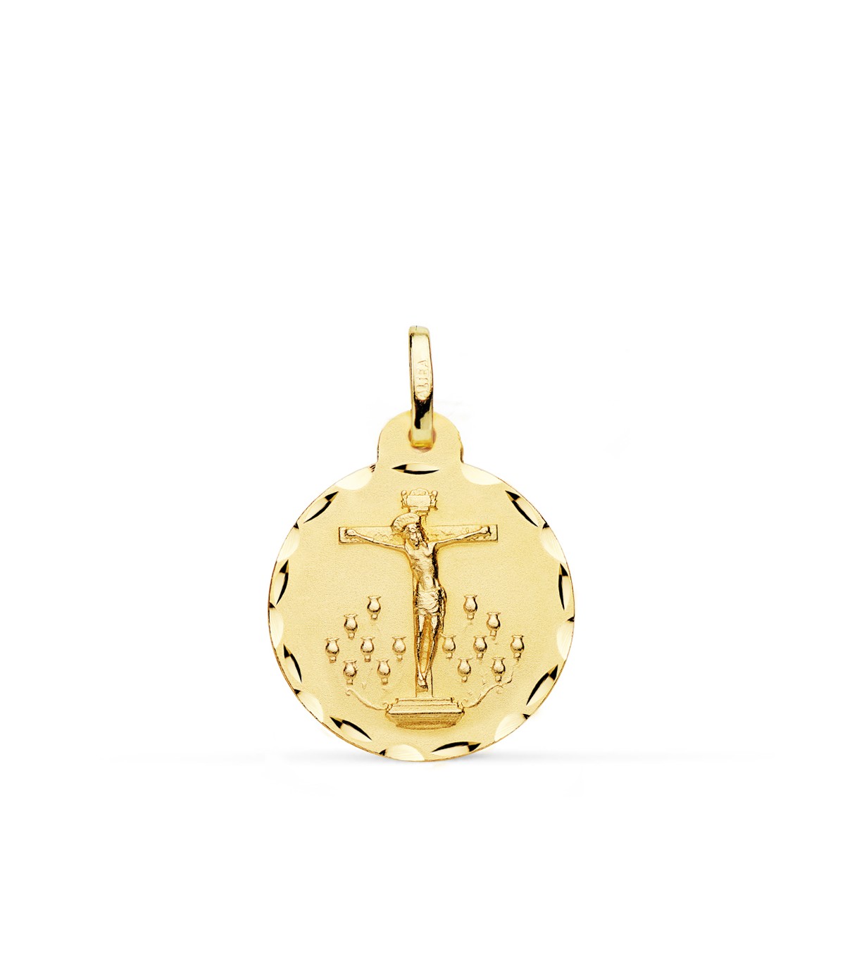 Medaglia Cristo in oro 18 carati 20 mm, Gesù sulla croce, ciondolo crocifisso.