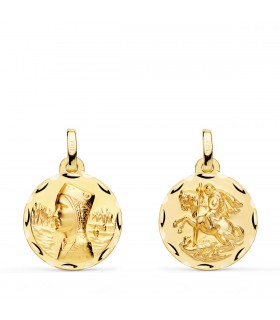 Scapolare San Giorgio e Montserrat Oro 18Kt 16 mm intagliato