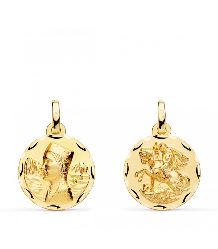 Escapulario V. Montserrat y San Jorge Oro 18K 16 mm