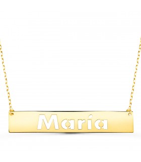 Collar nombre personalizado barra Oro Amarillo 18K | comprar joyas online