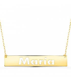 Collier prénom personnalisable barre Or Jaune 18K L