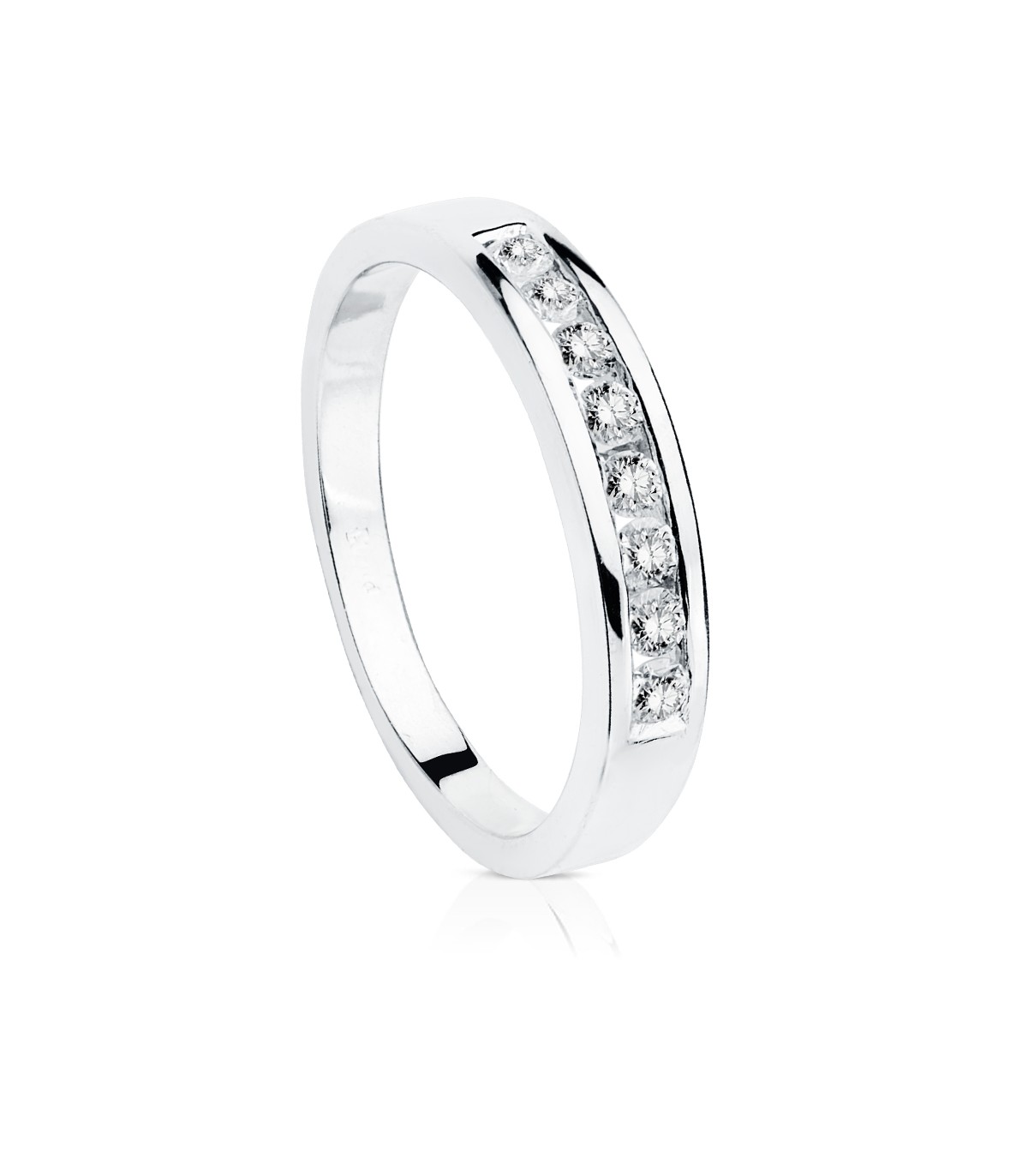 Anillo de compromiso en oro blanco. Anillo oro blanco 18 kilates. 750/1000.