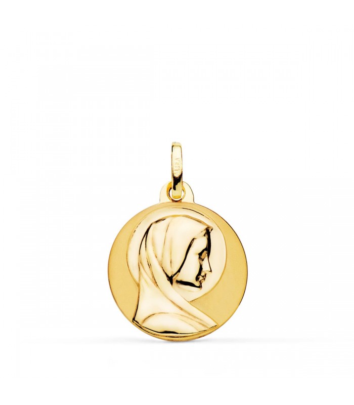 Medalla Virgen María Francesa Oro 18k 18mm Brillo - medallas religiosas comunión
