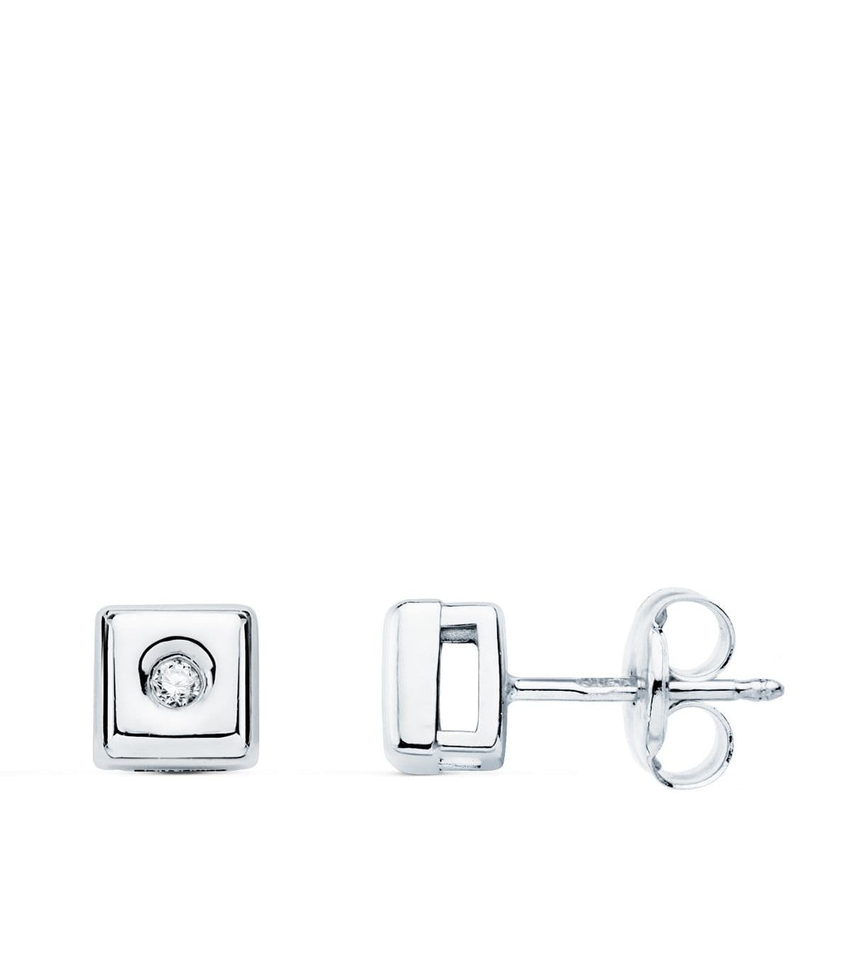 Pendientes Chérie Diamantes 0.040 Qtes. OB 18K - chatón, dormilona, oro blanco