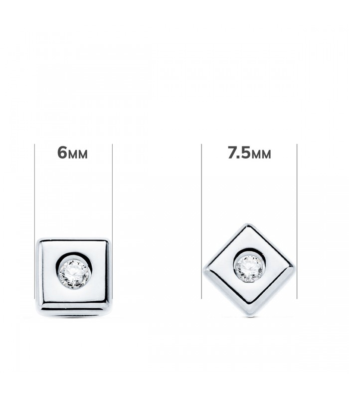 Pendientes Chérie Diamantes 0.100 Qtes. OB 18K - chatón, dormilona, oro blanco