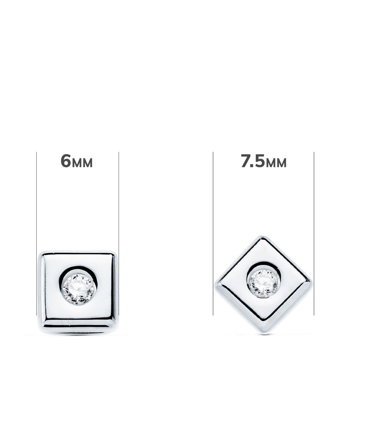 Pendientes Chérie Diamantes 0.100 Qtes. OB 18K - chatón, dormilona, oro blanco
