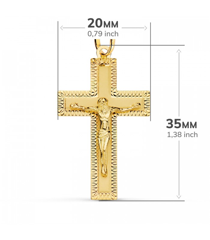 Croix Rectangulaire Christ Or 18 Carats facettée