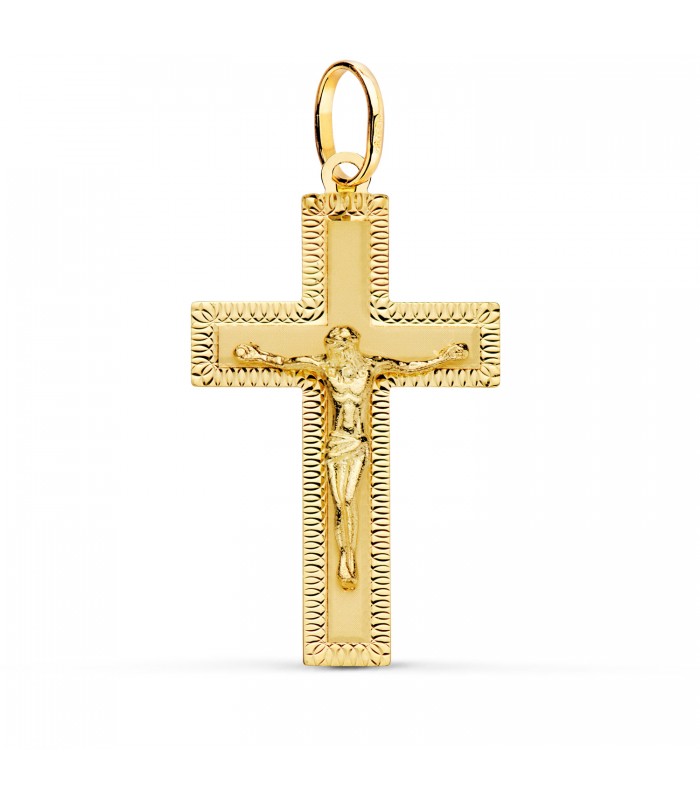 Croix Rectangulaire Christ Or 18 Carats facettée