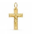 Cruz Rectangular Cristo Oro 18 Ktes tallada