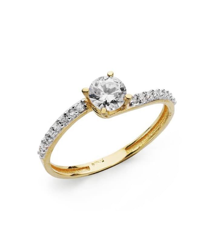 Ring mit Zirkonia, 4 Krappen – Solitärring MILENSE aus 750er Bicolor-Gold, ideal als Verlobungsring