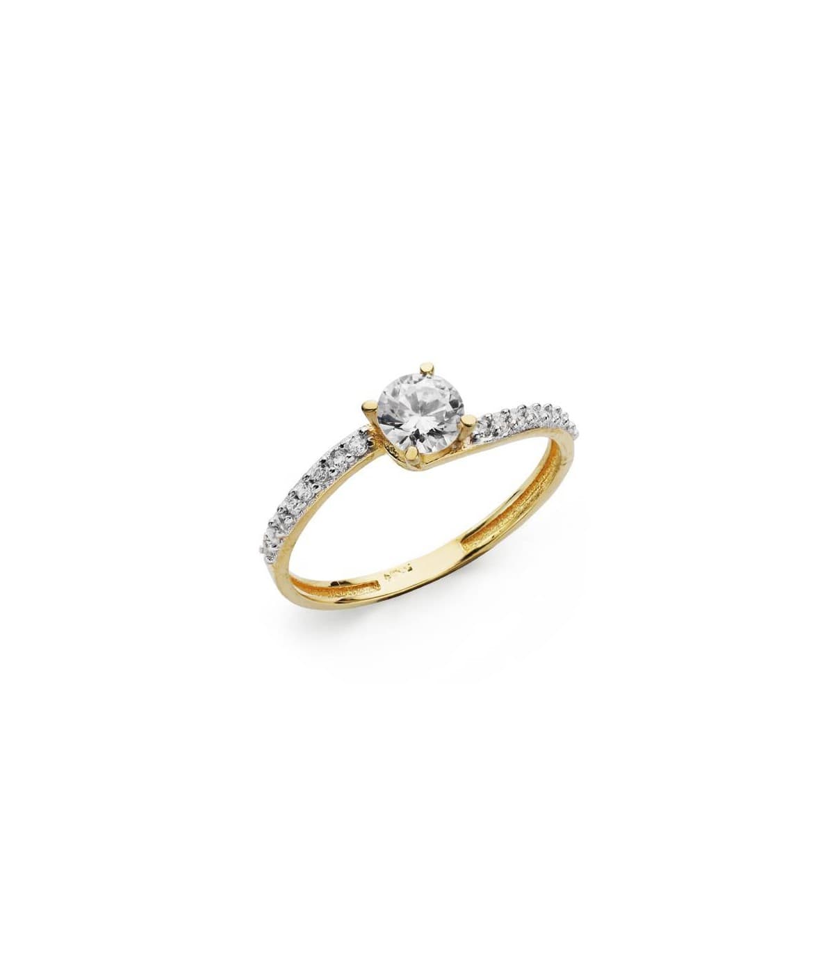 Ring mit Zirkonia, 4 Krappen – Solitärring MILENSE aus 750er Bicolor-Gold, ideal als Verlobungsring