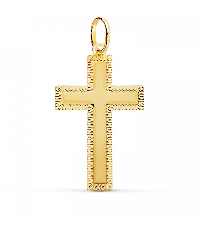 Ciondolo a croce diamantata in oro 750 35mm, design rettangolare – Crocifisso per donna e uomo