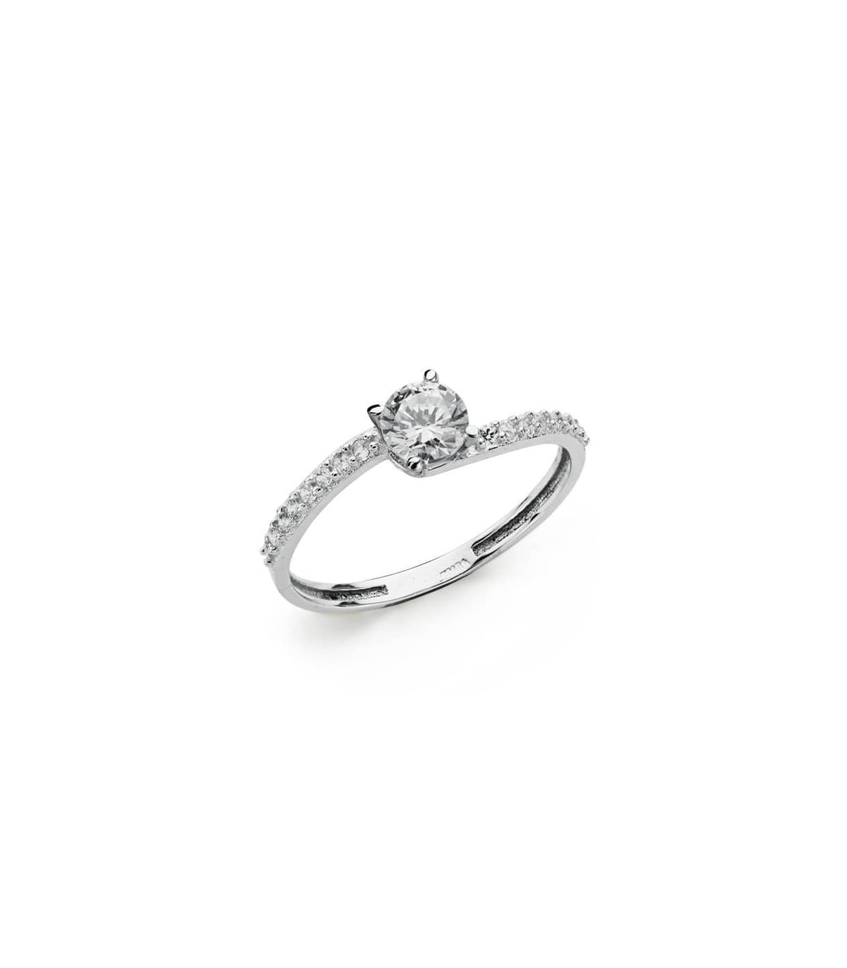 Ring mit Zirkonia, 4 Krappen – Solitärring MILENSE aus 750er Weißgold, ideal als Verlobungsring
