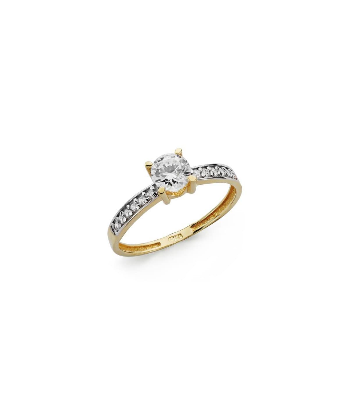 Anello Solitario Aldanzio oro bicolore 18 Kt