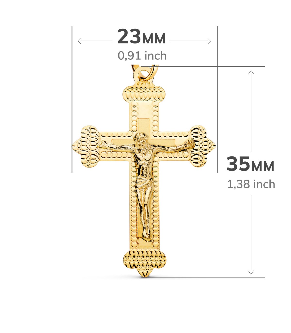 Kreuz mit Jesus-Figur, ca. 35 × 23 mm – religiöser Anhänger aus 750er Gelbgold
