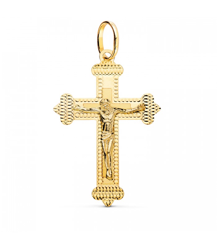 Kreuz mit Jesus-Figur, ca. 35 × 23 mm – religiöser Anhänger aus 750er Gelbgold