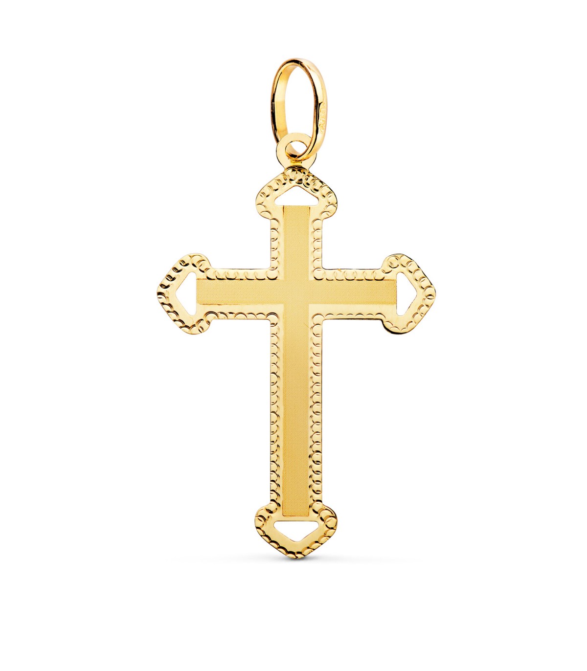 Croce gotica a lastra, con punte, traforata e diamantata - Croci in oro da uomo e donna