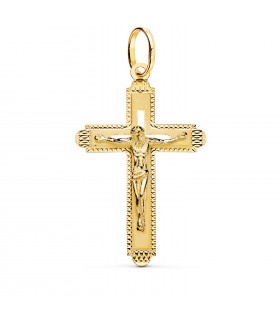 Herren-Anhängerkreuz, Jesusfigur, 750 Gelbgold 35 mm, diamantiert