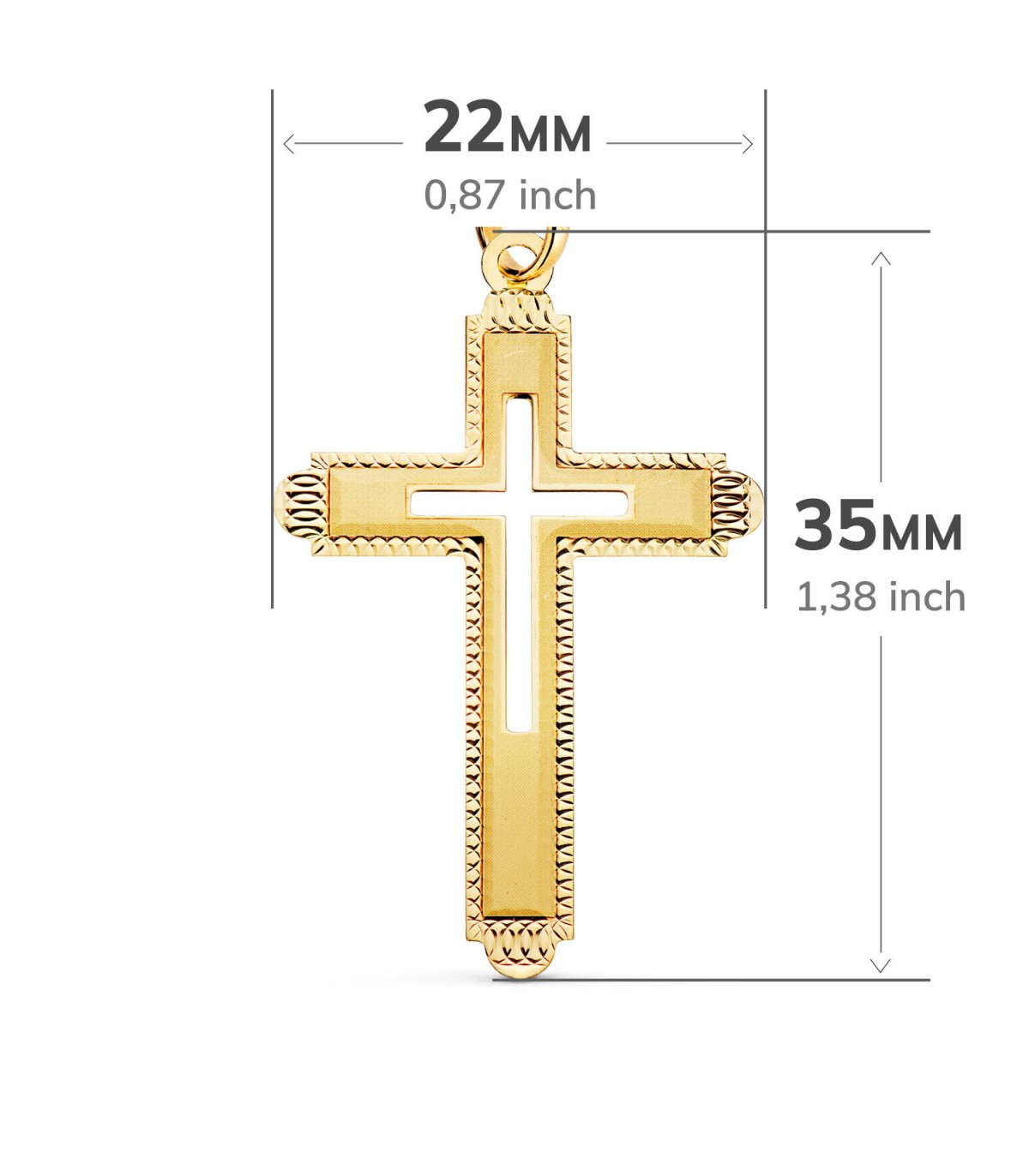 Damen-Anhängerkreuz, 750 Gelbgold 35 mm, Kettenkreuz diamantiert