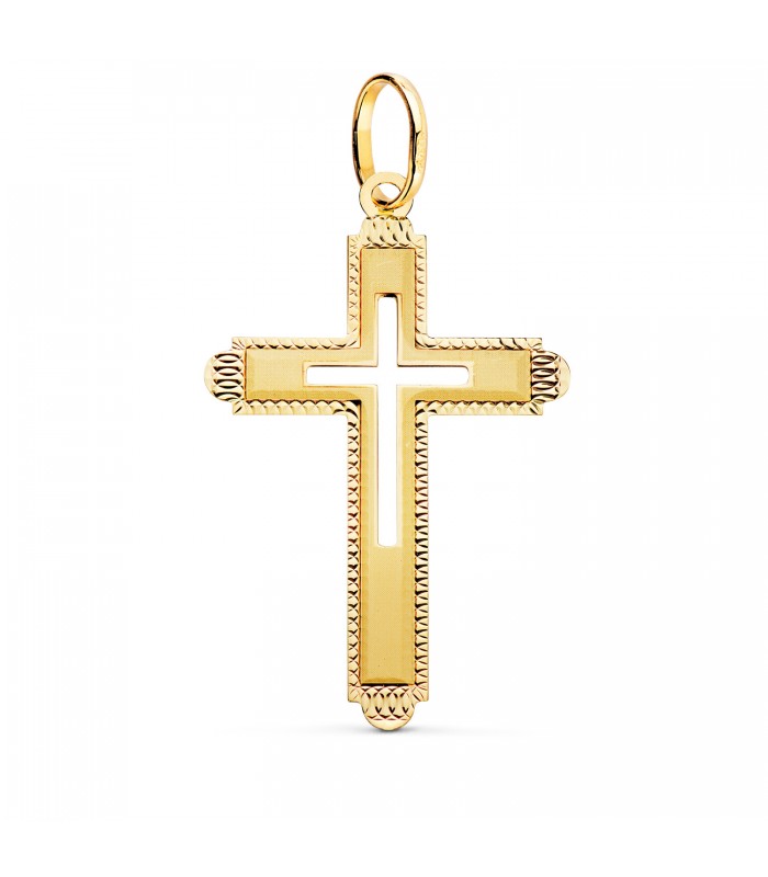Herren-Anhängerkreuz, 750 Gelbgold 35 mm, diamantiert