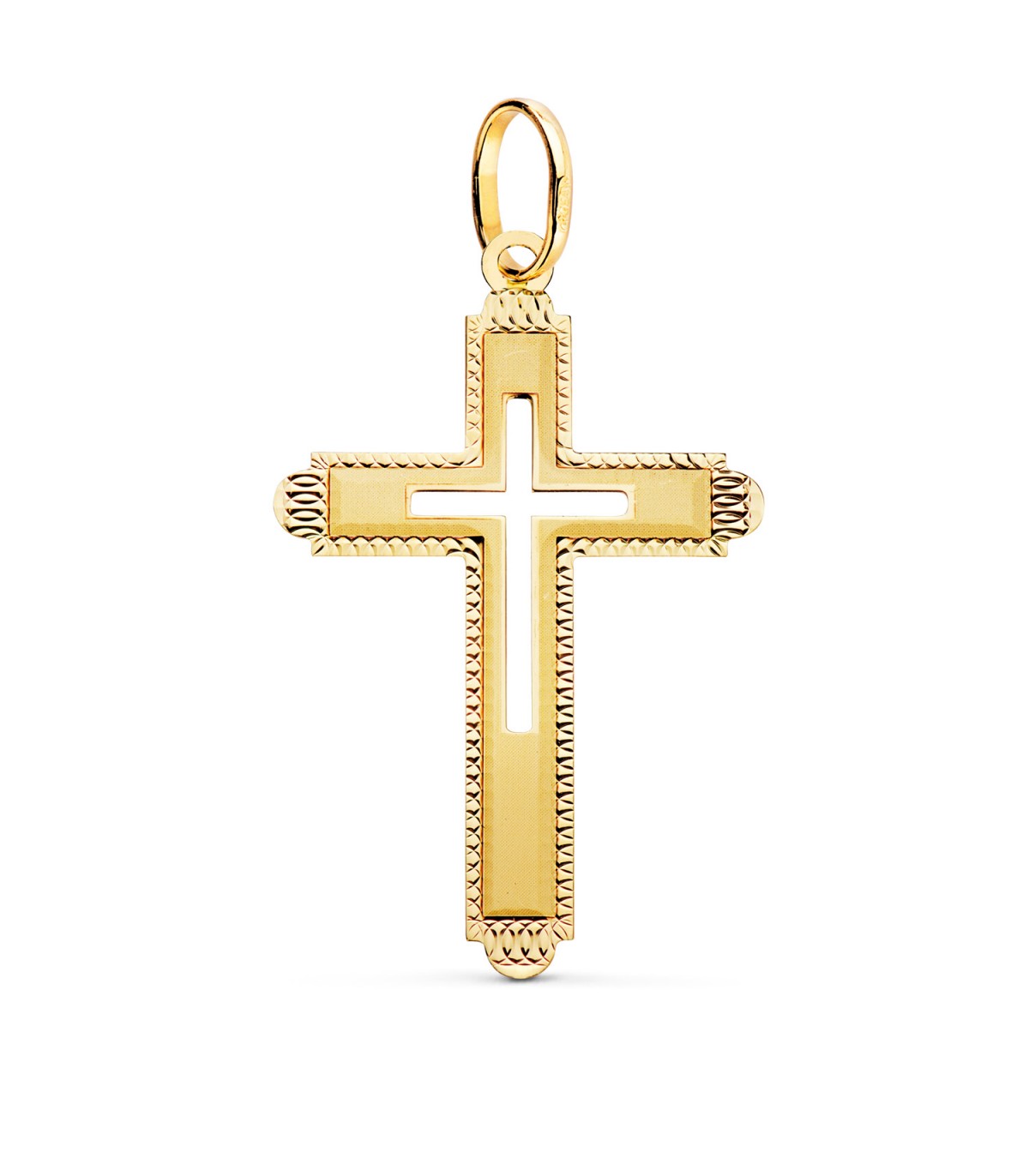 Herren-Anhängerkreuz, 750 Gelbgold 35 mm, diamantiert