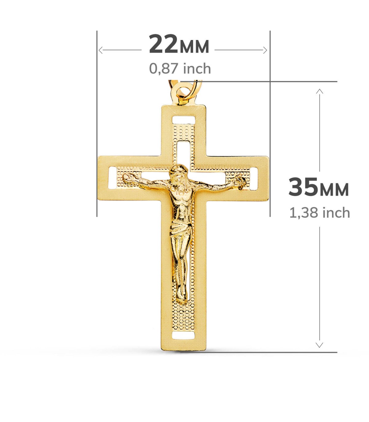 Croix avec Christ Or 18 K Rectangulaire Ajourée