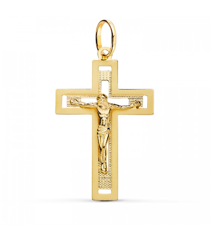 Croix avec Christ Or 18 K Rectangulaire Ajourée