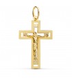 Cruz con Cristo Oro 18 K Rectangular Calada