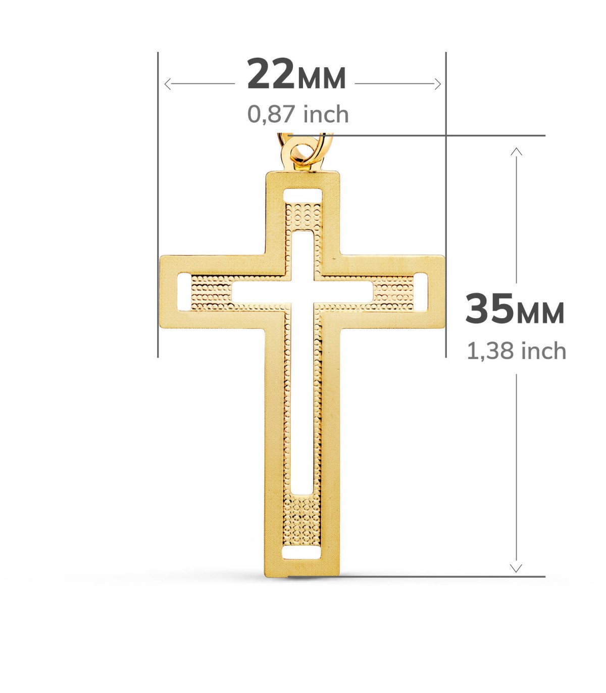Cruz Oro 18 K Rectangular Calada - Colgante cruz de oro, crucifijo - joyas online
