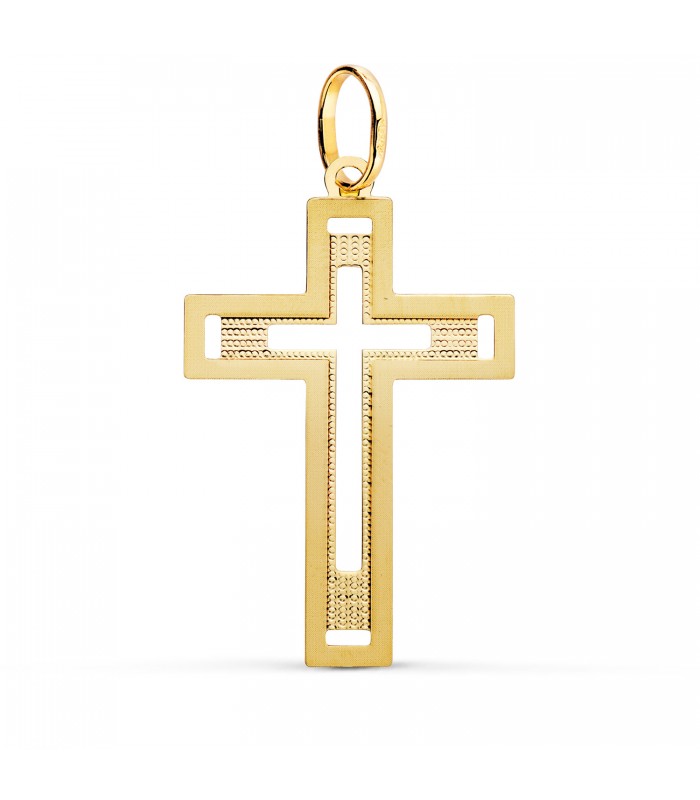 Cruz Oro 18 K Rectangular Calada - Colgante cruz de oro, crucifijo - joyas online