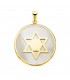 Ciondolo Stella di David oro giallo 18Kt, Medaglione con Madreperla 20 mm