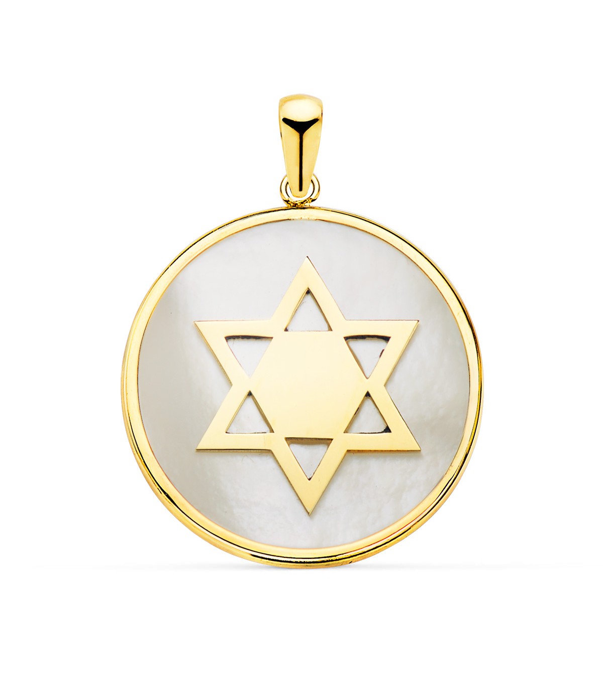 Colgante Estrella de David Oro Amarillo 18K Nácar