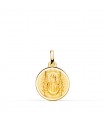 Medalla Virgen del Pino Oro 18K 14mm Bisel