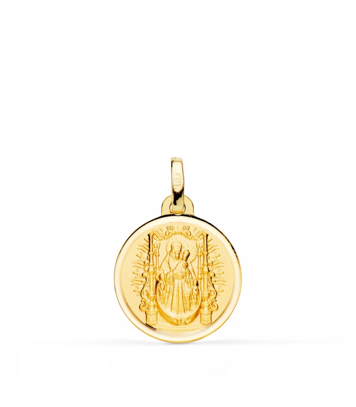 Medalla Virgen del Pino Oro 18K 16mm Bisel -  medallas religiosas