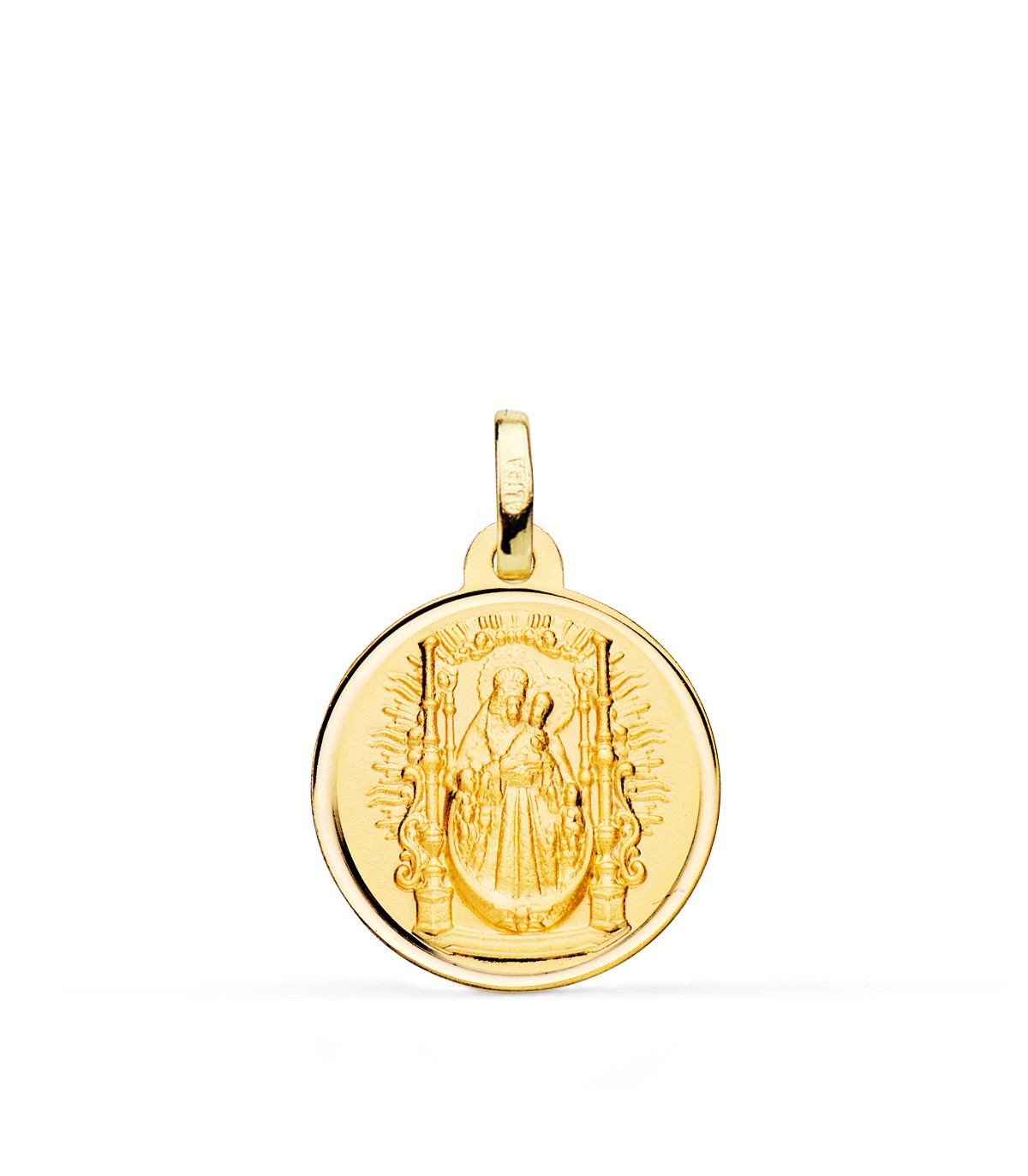 Medalla Virgen del Pino Oro 18K 18mm Bisel -  medallas religiosas