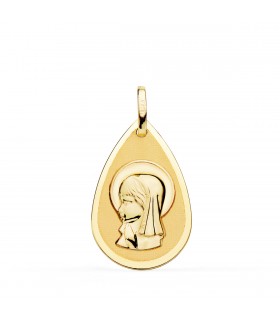 Medalla 18K Virgen Niña Gota Brillo 19mm - medallas para bautizo, comunión