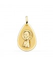 Médaille Vierge Enfant Goutte Brillant Or 18 K 19 MM