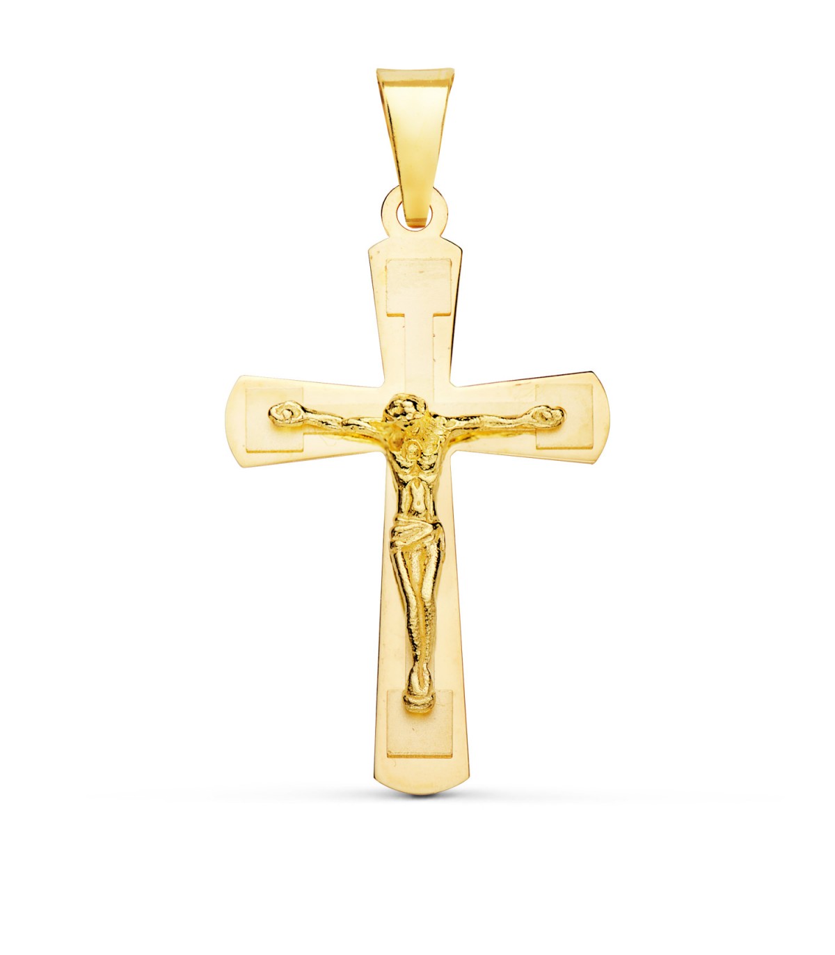 Croce con Cristo in oro giallo 18 carati, 32 mm  - crocifisso in oro da uomo - gioielli online