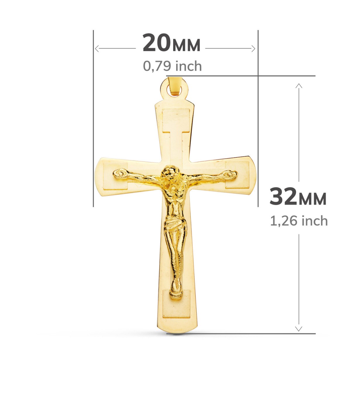 Cruz Cristo Oro Amarillo 18K 32 mm  - crucifijo de oro para hombre - joyas online