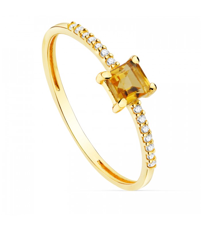 Anello Loren Oro 18Kt Diamanti 0,070 ct Citrino