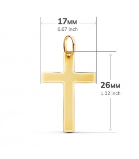 Anhänger Kreuz Gelbgold 26 mm, rechteckiger Design – Kruzifix für Damen und Herren