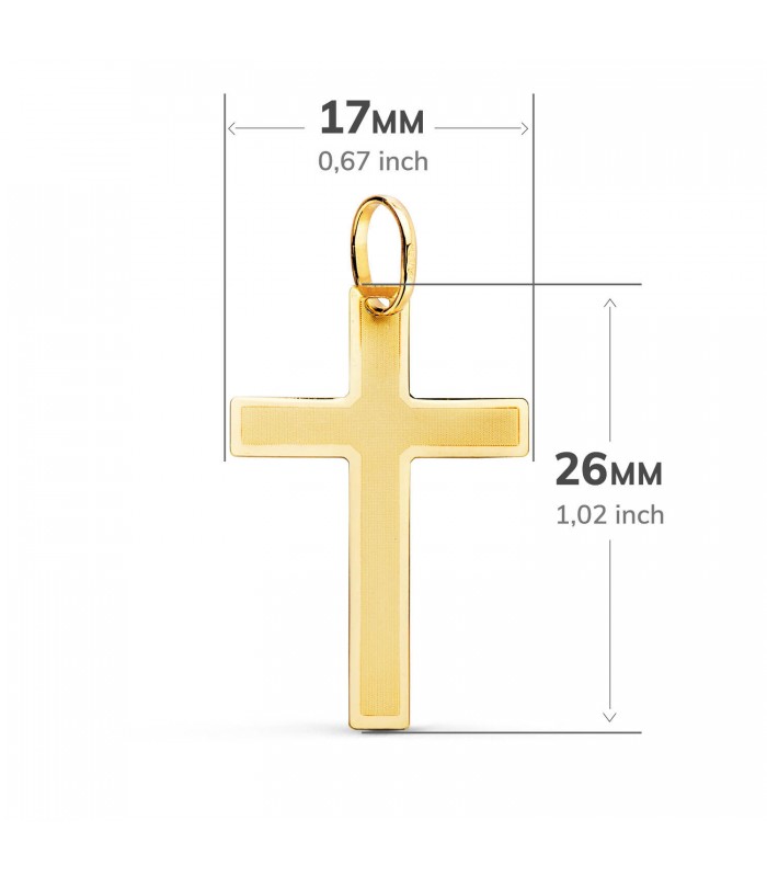 Anhänger Kreuz Gelbgold 26 mm, rechteckiger Design – Kruzifix für Damen und Herren