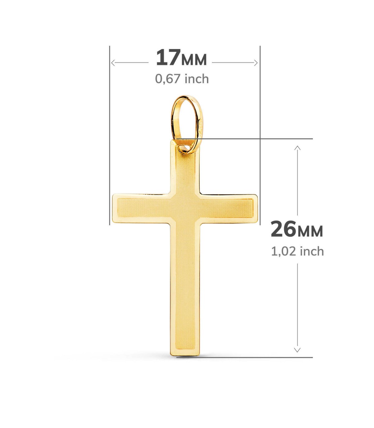 Croix Plate Rectangulaire Or 18K 26 mm