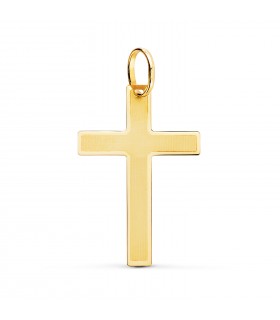 Anhänger Kreuz Gelbgold 29 mm, rechteckiger Design – Kruzifix für Damen und Herren
