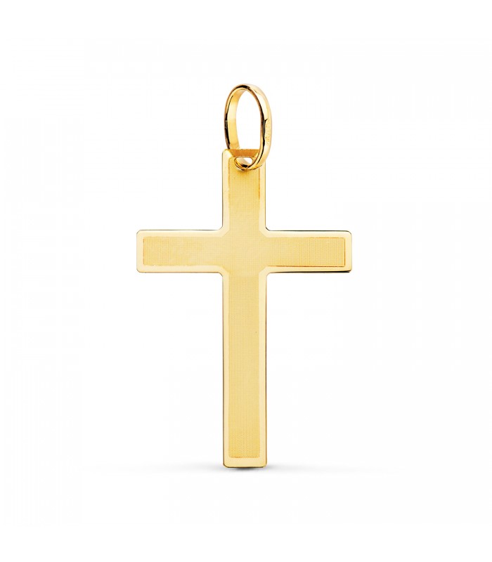 Anhänger Kreuz Gelbgold 29 mm, rechteckiger Design – Kruzifix für Damen und Herren