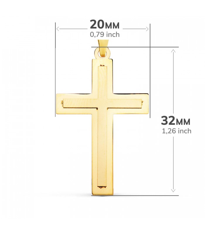 Cruz Oro Amarillo 18 K Rectangular Plana - crucifijo de oro para hombre - joyas online