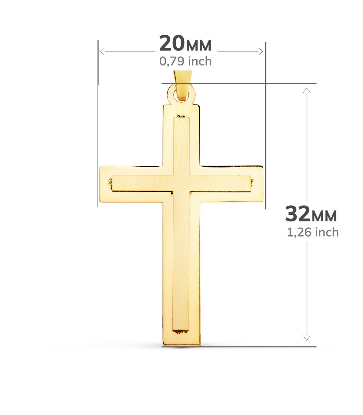Cruz Oro Amarillo 18 K Rectangular Plana - crucifijo de oro para hombre - joyas online